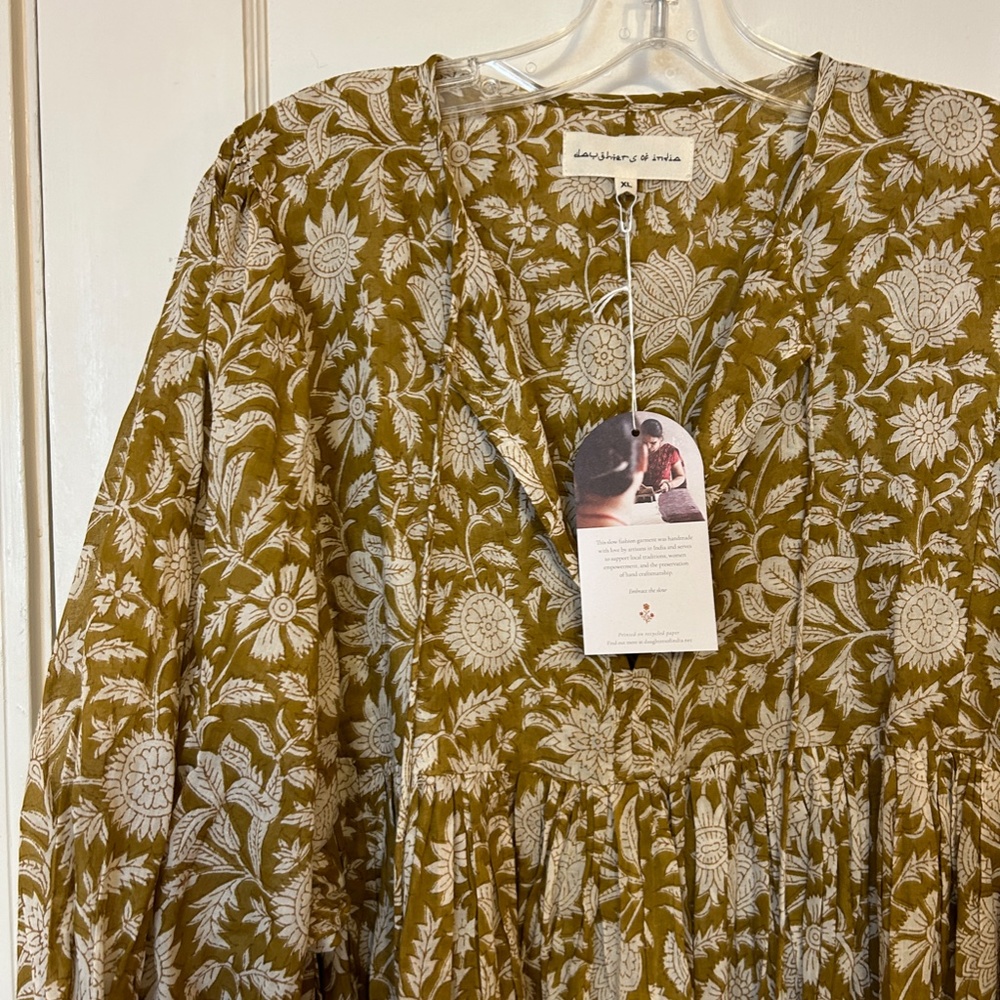 Daughters of India Kyra Mini Dress in Golden Palm